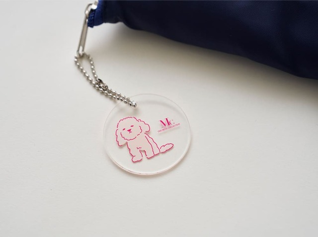 「たためる大きなかばん」愛犬ハルのイラストチャーム（ネイビー）