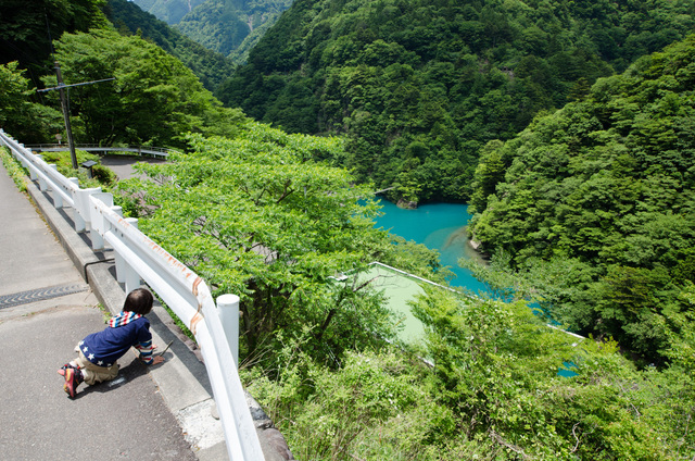 眼下に、目の醒めるような青が｜「夢の吊り橋」散策ルート：寸又峡プロムナード