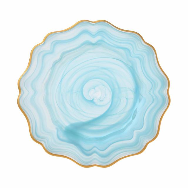 マーブル ゴールドリム ガラスプレート L