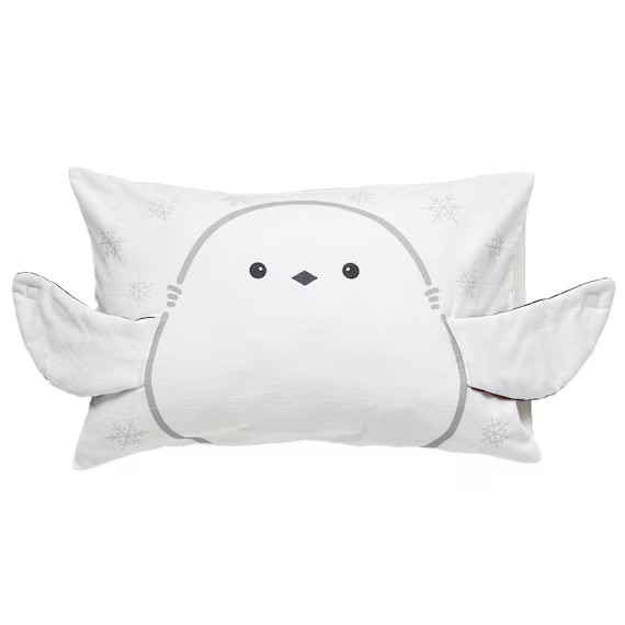 【ニトリ アイマスク付き枕カバー(DHシマエナガ)】シマエナガの翼もアイマスクに!サイズはデコネコver.と同じく約幅43×奥行63×高さ1cm