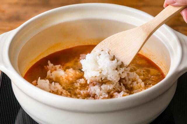 「ポックンパ」ご飯はスープが浸るぐらい入れるのがおすすめ