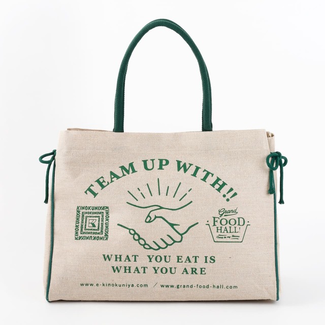 【紀ノ国屋「グランドフードホールコラボバッグ」グリーン Mサイズ】Sサイズはグリーン、ブルーの2種類、Mサイズはグリーン、ブルー、ブラックの3種類から選べます