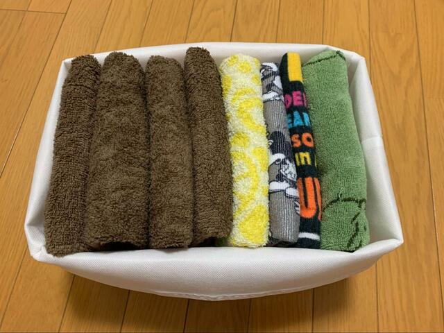 【セリア 整理収納仕切りケース フリーサイズ】脱衣所のフェイスタオル収納にも！