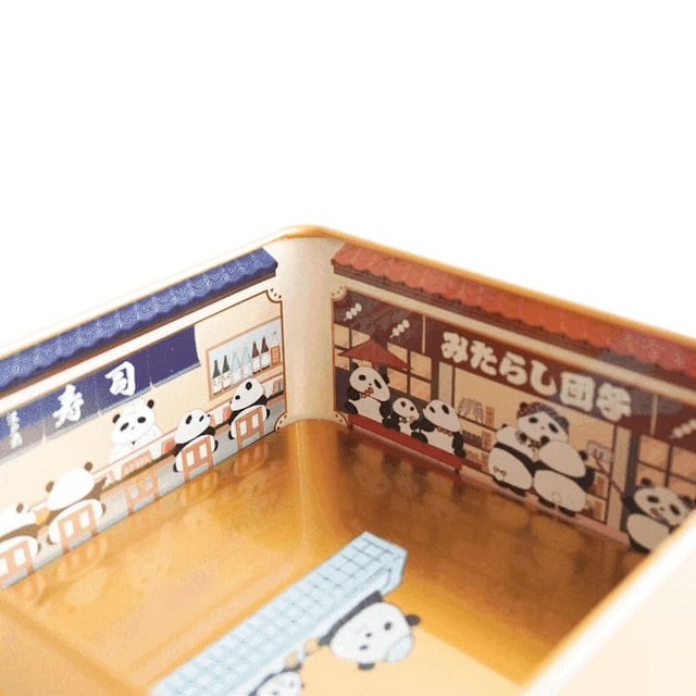 【おめかしパンダ缶】お寿司屋さんの隣には…