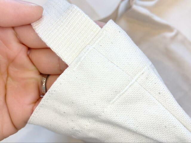 【THE NORTH FACE オーガニックコットンミュゼット】持ち手部分の縫製も丁寧で、安っぽさはありません◎