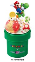「スーパーマリオ ダブルサンデー」＜価格：ダブル ¥1,380＞【【サーティワン】マリオの無敵アイテム「スーパースター」がアイスになった！「ルイージのデコケーキ」にはチョコのテレサ付き！】