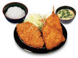 ・ロースかつ＆アジフライ（1枚）定食　1,030円 →ロースかつ＆アジフライ（2枚）定食になって価格はそのまま1,030円【松のやの「倍量フェア」】