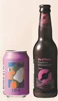 【北欧祭2023】（写真左）＜デンマーク＞ ミッケラー「バースト ＩＰＡ」(330ｍL) 525円 （写真右）＜ノルウェー＞ ヌグネ「エール オブ ブレンディ ラズベリーミルクシェイク ＩＰＡ」（330ｍL） 703円