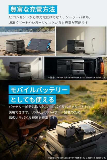 アンカーポータブル冷蔵庫 車載冷蔵庫 40L大容量 取り外し可能