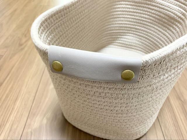 【デコホーム バスケット レギュラー】持ち手にはレザー風の素材を使用