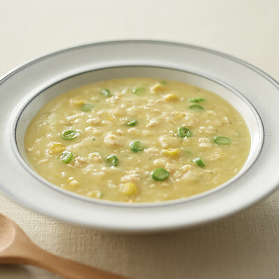 オーツ麦のリゾット　コーンといんげん