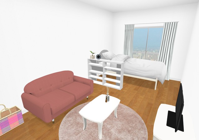 窓沿いにベッドを置いてみる