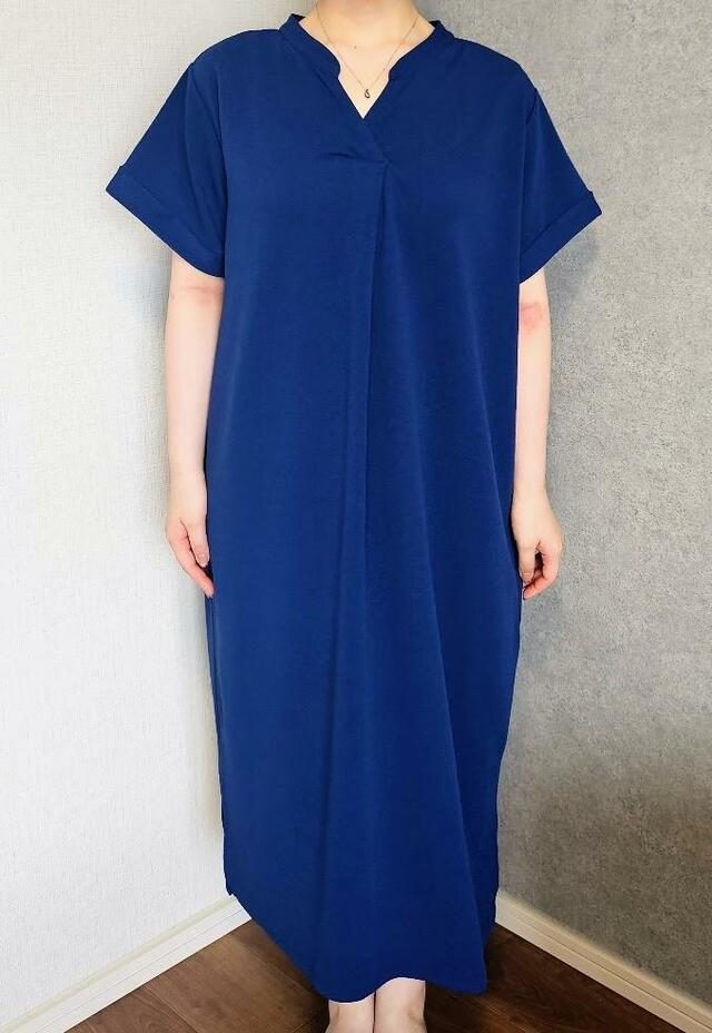 【AMERICAN HOLIC　ジョーゼット半袖タックワンピース】身長153cm、Mサイズ着用。カラーはブラック、ベージュ、ブルーがあります