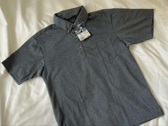 【ワークマン　ゼロクリア(R)ボタンダウン 半袖ポロシャツ】遠目からパッと見てデニムっぽく見えるところが気に入り「ネイビー杢」を選びました