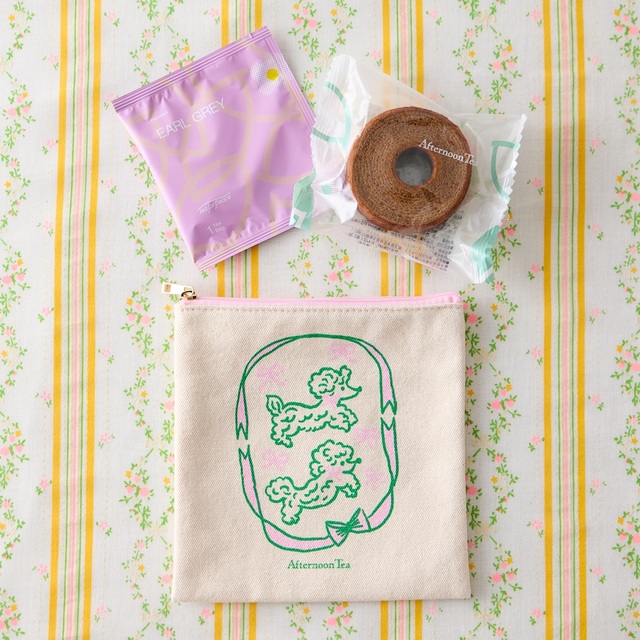 「ミニティータイムポーチ ピンク」<価格:1,200円(税込)>【【Afternoon Tea】プチギフトやご挨拶ギフトにぴったり!お花のアートが可愛い「春色のティータイムギフト」発売】