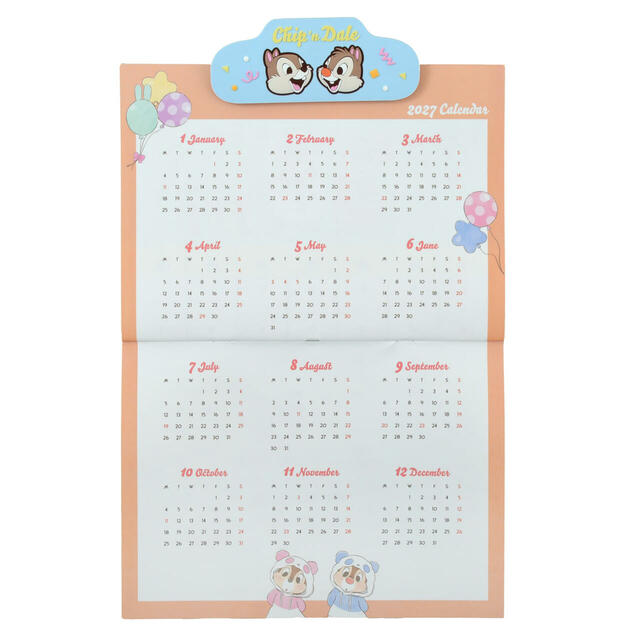 チップ&デール 壁掛けカレンダー クリップ付き Costume CALENDAR&ORGANIZER 2026 2,400円