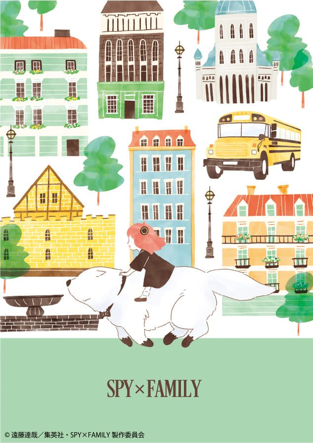 【SPY×FAMILY 限定コレクション】TOWN(タウン)…アーニャとボンドがアニメの舞台の街並みをかろやかに駆け回るデザイン