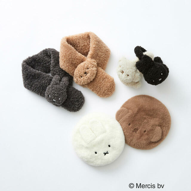 【Dick Bruna×OPAQUE.CLIP】◆miffy シャギーベレー帽 ¥4,480(税込)◆boris シャギーベレー帽 ¥4,480(税込)◆miffy フェイクファーティペット ¥3,980(税込)◆boris フェイクファーティペット ¥3,980(税込)◆miffy イヤーマフラー ¥4,480(税込)◆boris イヤーマフラー ¥4,480(税込)