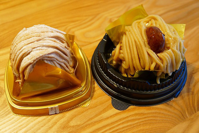 （右）ローソンの和栗のモンブラン 　（左）セブン-イレブンのイタリア栗の濃厚モンブラン