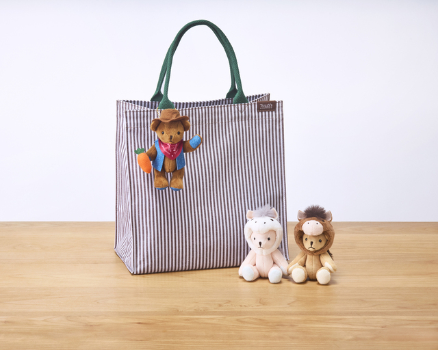 スクエアトートバッグ（ストライプ）と干支ミニテディ（午年）
