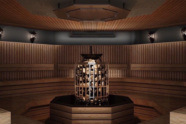 【FLOBA】収容人数約30名の「八角形型のサウナ室」（男性専用）