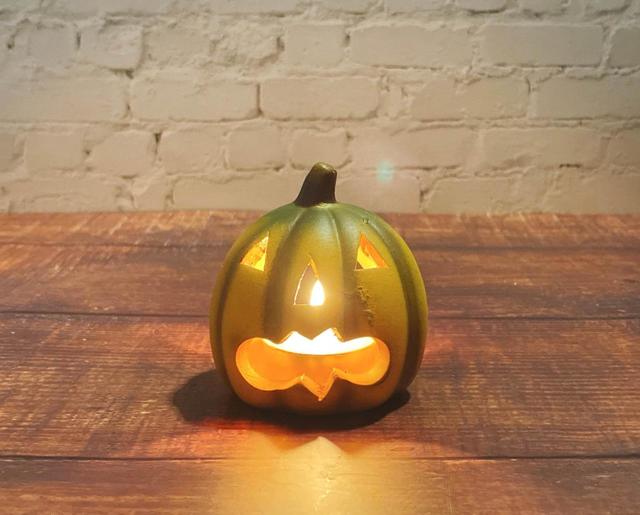 【ナチュラルキッチン】キャンドルポットミニカボチャ　グリーン／キャンドルを灯してもかわいい