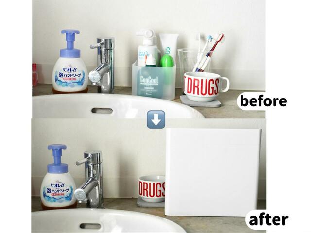 【tower　目隠し 歯ブラシ＆チューブスタンド】比較してみると生活感が全然違う…！