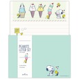 【Peanuts™のステーショナリーコレクション】「レターセット」￥616／アイスを楽しむ様子が夏らしいグリーン
