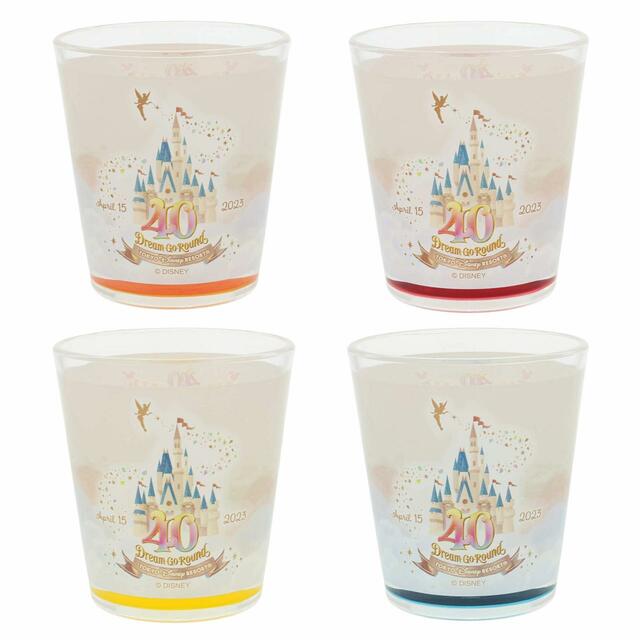 タンブラーセット 3,600円｜サイズ：（1個あたり）直径約9×高さ約10cm、4個セット｜東京ディズニーリゾート40周年“ドリームゴーラウンド”スペシャルグッズ｜発売日：2023年4月10日（月）｜販売店舗：東京ディズニーランド「グランドエンポーリアム」、東京ディズニーシー「エンポーリオ」