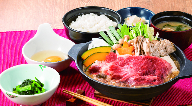 九条ネギと茸の牛すき焼き膳　