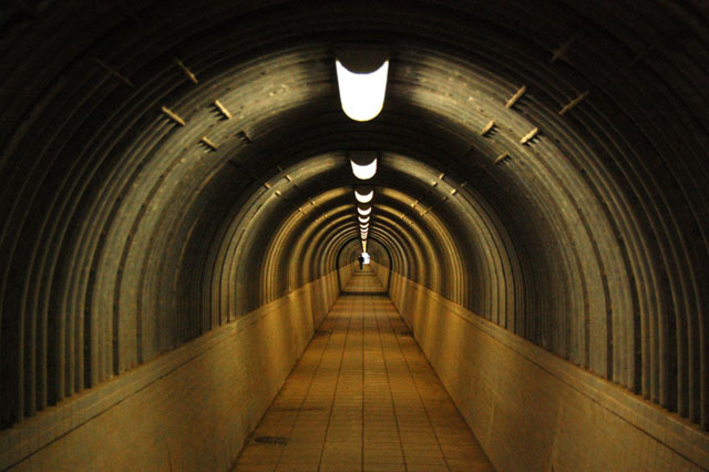 トンネル内部。延長は254メートルにも及ぶ