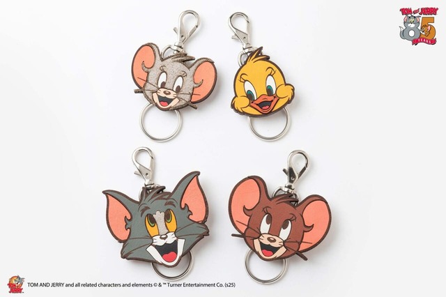 【トムとジェリー×OJAGA DESIGN】OJAGA DESIGN トムとジェリー キーホルダー（フェイス）／重ねたレザーの厚みにより、存在感ある仕上がりに！