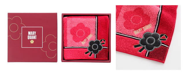 【マリークワント 限定パッケージ入りタオルハンカチ】無撚糸パイルならではの、ふんわり柔らかな風合いも魅力♪