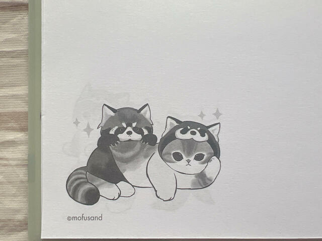 レッサーパンダとにゃんこが寝そべっている姿。癒されます…!