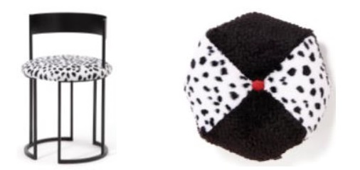 クルエラ/スツール：￥28,000　　　クルエラ/クッション ホワイト：￥4,800