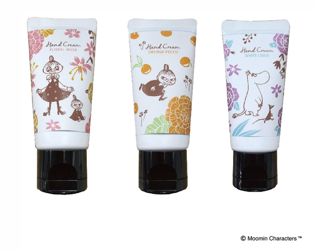 ハンドクリーム(全3種)　画像左からフローラルムスク、オレンジペコー、ホワイトリネン　価格は900円（税別）