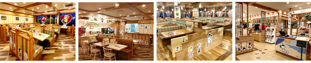 「（画像左より）大分大手町店／福岡警固公園前店／上熊本店／鹿児島中央駅前店」【【ジョイフル×ピーナッツ】コラボメニュー第2弾！“パンケーキタワー”も“ドライカレー”も可愛さ＆ボリューム満点！】