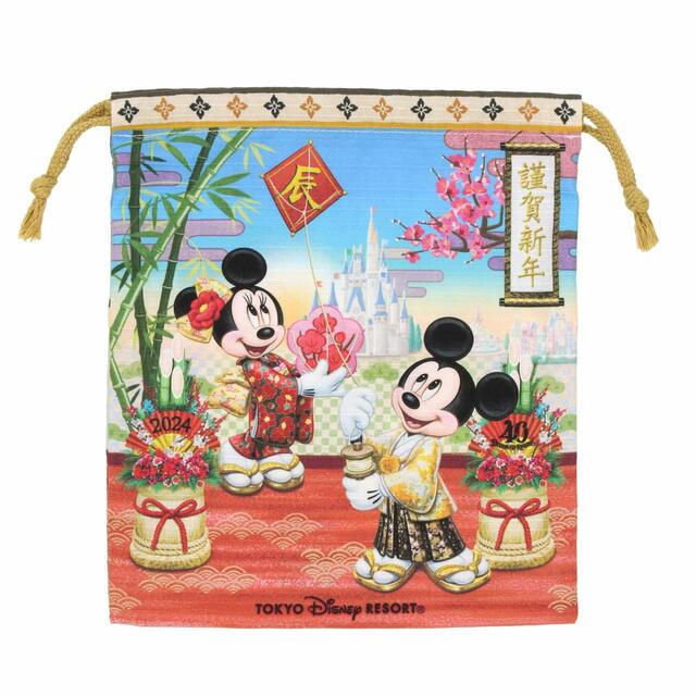 きんちゃく 900円｜お正月スペシャルグッズ｜東京ディズニーリゾート40周年“ドリームゴーラウンド”｜発売日：2023年12月1日（金）｜販売店舗：東京ディズニーランド「ディズニー＆カンパニー」、東京ディズニーシー「エンポーリオ」