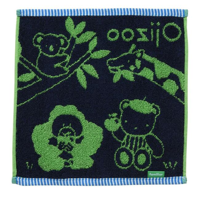 【familiar×王子動物園 コラボアイテム】タオルハンカチ（裏）／ふわふわでやわらかい手触りながら、しっかりした生地感が特長！