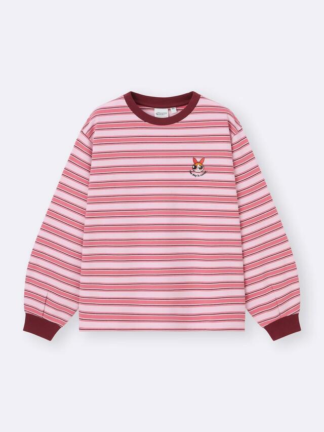 ライトスウェットボーダーT(長袖) ¥1,990｜GU「パワーパフ ガールズ」コレクション
