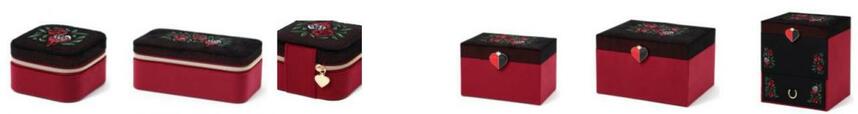 クイーンオブハート/トラベルジュエリーボックス S:¥2,800クイーンオブハート/トラベルジュエリーボックス M:¥4,800 クイーンオブハート/ジュエリーボックス S:¥8,500クイーンオブハート/ジュエリーボックス L:¥11,000クイーンオブハート/コスメボックス:¥10,500