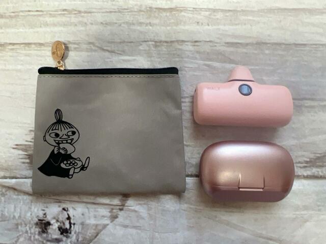 【cookpad plus2024年秋号付録/リトルミイフラットミニポーチ】イヤホンとモバイルバッテリーを入れてみました