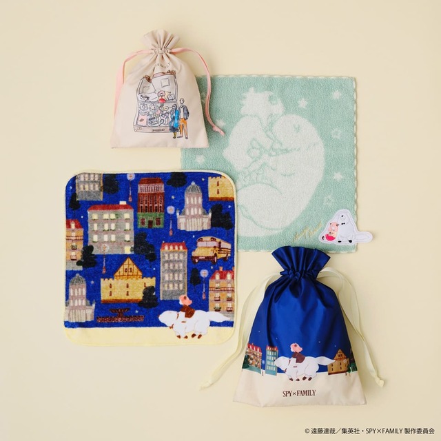 【SPY×FAMILY】巾着セット 1,980円、ミニタオル 各990円