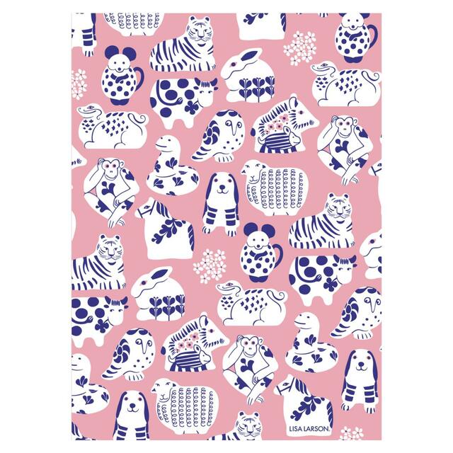 蚊帳生地ふきん(干支づくし・桃色)¥660