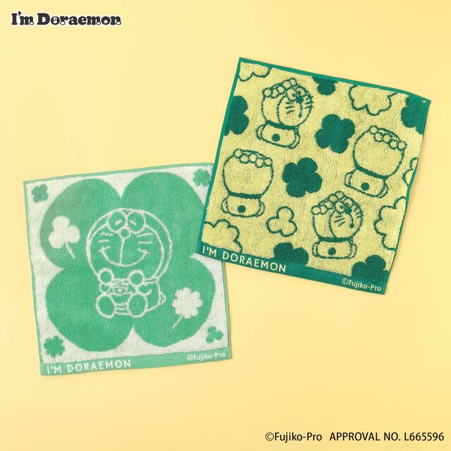 【I'm Doraemonシリーズ新商品】ジャガードハンドタオル 全2種 各¥990／ふわふわな手触りで、厚みのあるジャガード生地