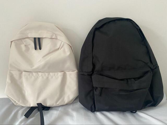 【KEYUCA　N撥水ライトシェルリュック M／無印良品　肩の負担を軽くする 撥水 リュックサック】容量は無印良品は約20L、KEYUCAは約12L