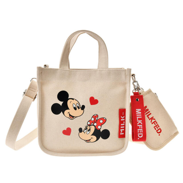 【MILKFED.】ミッキー＆ミニー トートバッグ 2WAY チャーム・ポーチ付き 4,900円