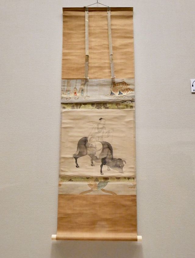 伝 俵屋宗達筆《老子図》日本・江戸時代　17世紀 「たらしこみ」技法により、牛の短い毛に反射した光のムラを表しているようにも見える