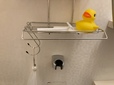 【ニトリ ステンレスシャワーラック】下の段には子どものお風呂用のおもちゃなども置けますよ