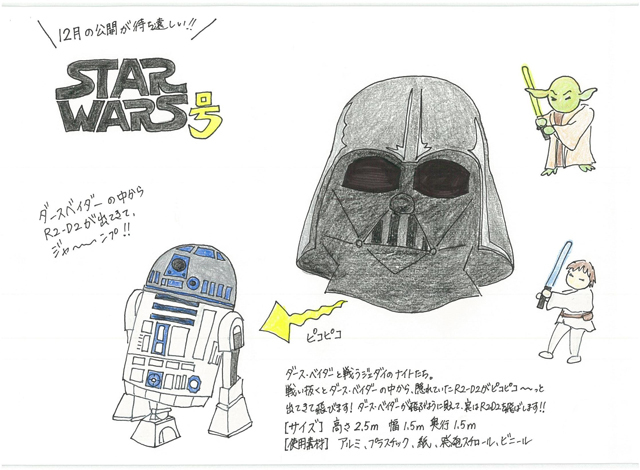ダース・ベイダーにワンピース「レッドブル・フルーグタグ」出場飛行機の絵コンテ／STAR WARS号